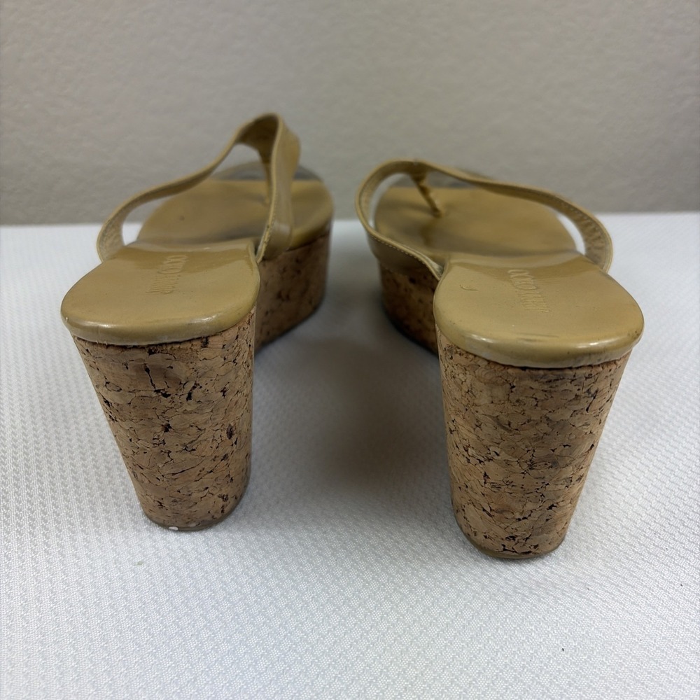 Jimmy Choo Pathos patent leather thong slip-on cork wedge sandals woman 37.5 - Picture 4 of 9